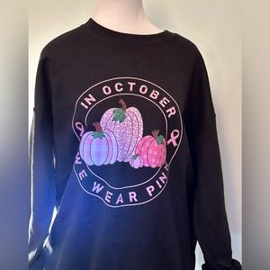 In October We Wear Pink-Breast Cancer Awareness Month Black Pumpkin Sweatshirt